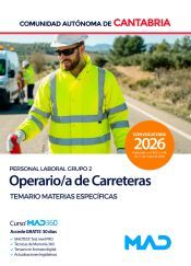 Portada de Operario de Carreteras (Personal Laboral Grupo 2). Temario de Materias Espec&iacute;ficas. Comunidad Aut&oacute;noma de Cantabria