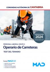 Portada de Operario de Carreteras (Personal Laboral Grupo 2). Test del temario. Comunidad Autónoma de Cantabria