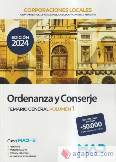 Ordenanza y Conserje de Ayuntamientos, Diputaciones y otras Corporaciones Locales. Temario general volumen 1