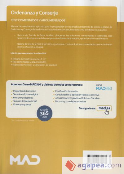 Ordenanza y Conserje de Ayuntamientos, Diputaciones y otras Corporaciones Locales. Test comentados y argumentados