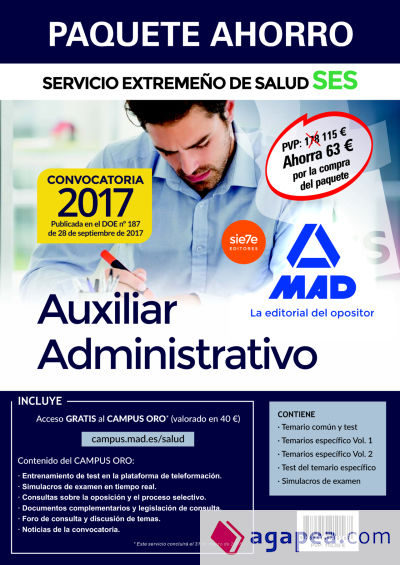 Paquete Ahorro Auxiliar Administrativo del Servicio Extremeño de Salud