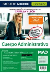 Portada de Paquete Ahorro + TEST ONLINE Cuerpo Administrativo Comunidad Autónoma de Castilla y León