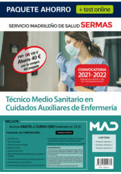 Portada de Paquete Ahorro + TEST ONLINE Técnico Medio Sanitario en Cuidados Auxiliares de Enfermería Servicio Madrileño de Salud (SERMAS)