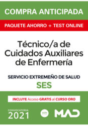 Portada de Paquete Ahorro + TEST ONLINE Técnico/a de Cuidados Auxiliares de Enfermería Servicio Extremeño de Salud (SES)