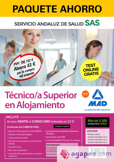 Paquete Ahorro Técnico/a Superior en Alojamiento del Servicio Andaluz de Salud (SAS)