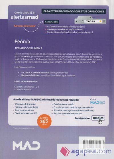 Peón/a. Temario volumen 1. Ayuntamiento de Valladolid