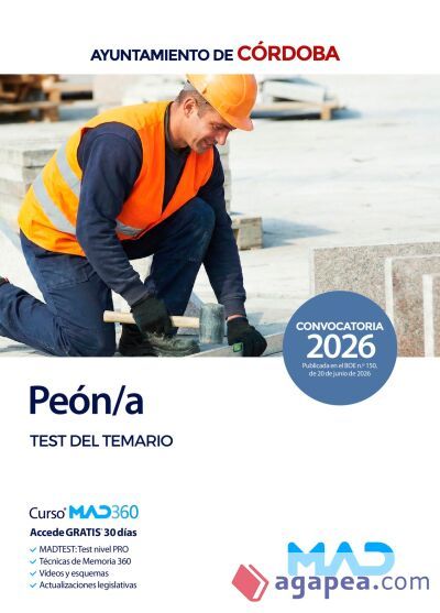 Peón/a. Test del Temario. Ayuntamiento de Córdoba Peón/a. Test del Temario. Ayuntamiento de Córdoba