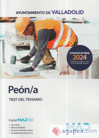 Peón/a. Test del temario. Ayuntamiento de Valladolid