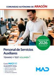Portada de Personal de Servicios Auxiliares. Temario volumen 1 y Test. Comunidad Aut&oacute;noma de Arag&oacute;n