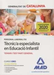 Portada de Personal laboral fix de tècnic/a especialista en educació infantil de la Generalitat de Catalunya. Temari i test de la part general