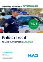 Portada de Policía Local de Extremadura. Temario Parte Específica volumen 1. Ayuntamientos de Extremadura