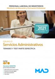 Portada de Servicios Administrativos (Grupo Profesional E1). Temario y Test parte específica. Ministerio de Educación