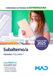 Portada de Subalterno. Temario volumen 1. Comunidad Autónoma de Extremadura