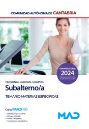 Portada de Subalterno/a (Personal Laboral Grupo 3). Temario de Materias Específicas. Comunidad Autónoma de Cantabria