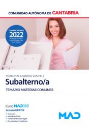 Portada de Subalterno/a (Personal Laboral Grupo 3). Temario materias comunes. Comunidad Autónoma de Cantabria