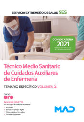 Portada de Técnico Medio Sanitario de Cuidados Auxiliares de Enfermería. Temario específico volumen 2. Servicio Extremeño de Salud (SES)