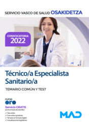 Portada de Técnico/a Especialista Sanitario. Temario común y test. Servicio Vasco de Salud (Osakidetza)