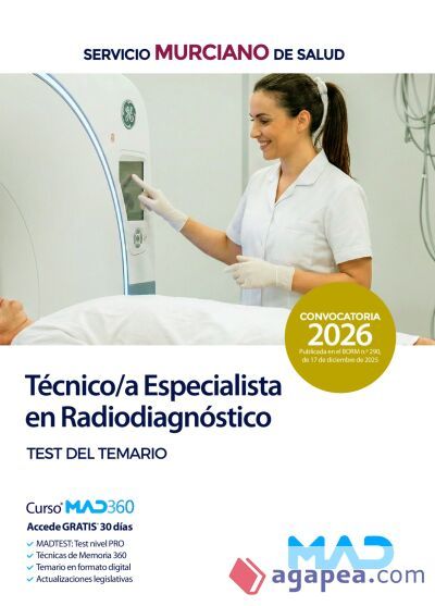 T&eacute;cnico/a Especialista en Radiodiagn&oacute;stico. Test del Temario. Servicio Murciano de Salud (SMS)