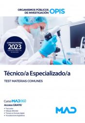 Portada de Técnico/a Especializado/a. Test Materias Comunes. Organismos Públicos de Investigación (OPIS)