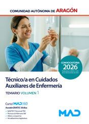 Portada de T&eacute;cnico/a en Cuidados Auxiliares de Enfermer&iacute;a. Temario volumen 1. Comunidad Aut&oacute;noma de Arag&oacute;n