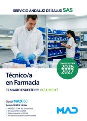 Portada de T&eacute;cnico/a en Farmacia. Temario Espec&iacute;fico Volumen 1. Servicio Andaluz de Salud (SAS)
