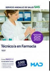 Portada de Técnico/a en Farmacia. Test comentados. Servicio Andaluz de Salud (SAS)