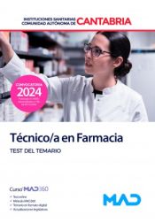 Portada de Técnico/a en Farmacia. Test del temario. Instituciones Sanitarias de la Comunidad Autónoma de Cantabria