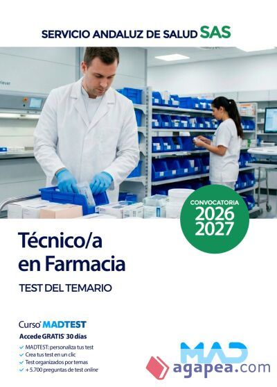 T&eacute;cnico/a en Farmacia. Test del temario. Servicio Andaluz de Salud (SAS)