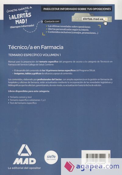 Técnico/a en Farmacia del Servicio Gallego de Salud . Temario específico volumen 1