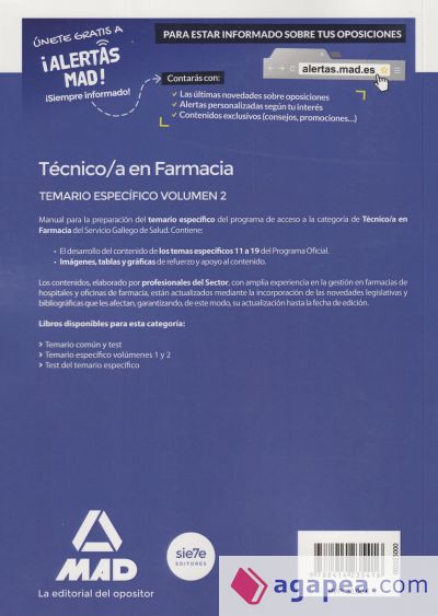 Técnico/a en Farmacia del Servicio Gallego de Salud . Temario específico volumen 2