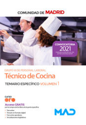 Portada de Técnico de Cocina (estabilización). Temario específico volumen 1. Comunidad Autónoma de Madrid