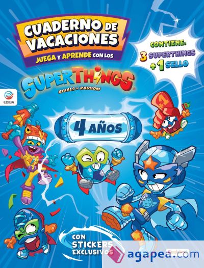 Cuaderno de Vacaciones juega y aprende Superthings Guardians of Kazoom para 4 años