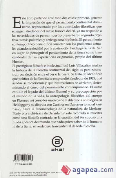 Tierra o Ser: La gran decisi&oacute;n de la filosof&iacute;a contempor&aacute;nea