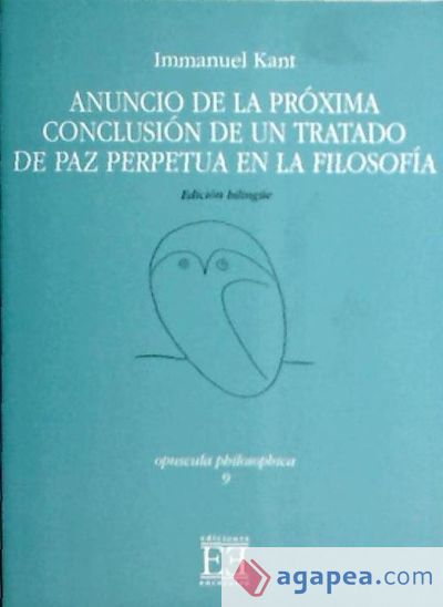 Anuncio de la próxima conclusión de un tratado de paz perpetua en la filosofía