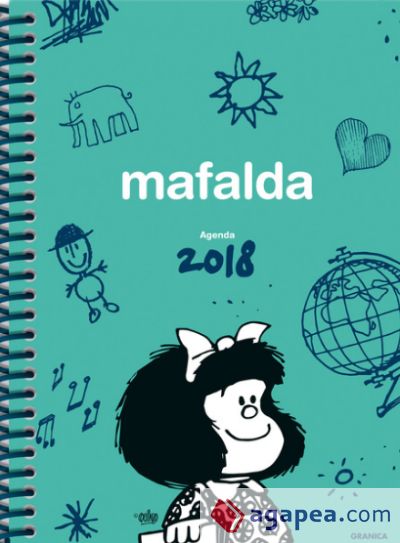 Agenda Mafalda 2018. Anillada verde