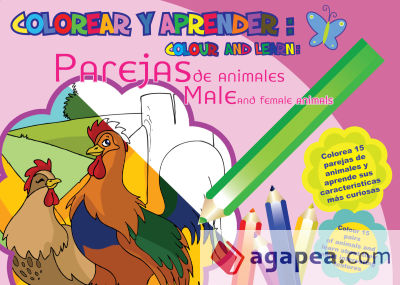 Colorear y aprender // Colour and learn: Parejas de animales // Male and female animals