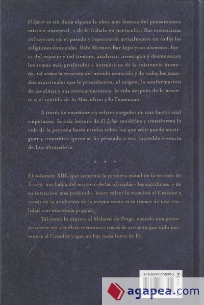 El Zohar: traducido, explicado y comentado. Vol. XIII: Sección TTerumá (126b-149b)