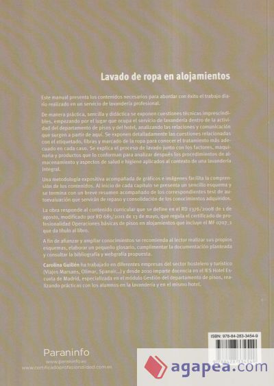 Lavado de ropa en alojamientos. Certificados de profesionalidad. Operaciones básicas de pisos en alojamientos