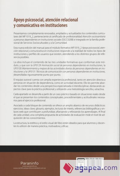 Apoyo psicosocial, atención relacional y comunicativa en instituciones