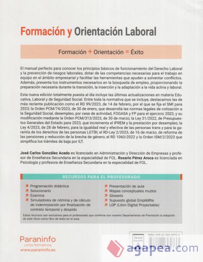 Formacion Y Orientacion Laboral 10ª Edicion 2023 Gonzalez Acedo Jose Carlosperez Aroca 4533