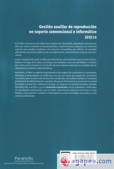 Gestión auxiliar de reproducción en soporte convencional o informático UF0514