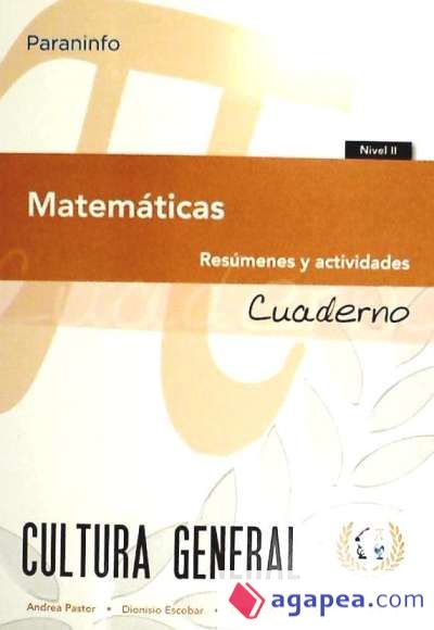 Matemáticas. Nivel II. Cuaderno de Trabajo