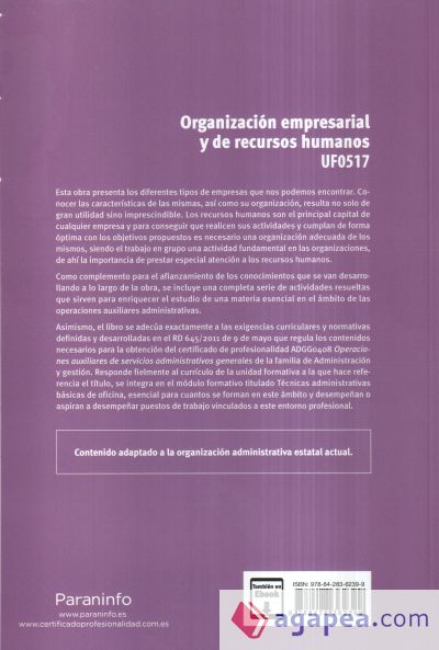 Organizaci&oacute;n empresarial y de recursos humanos