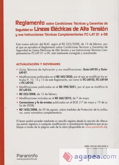 Reglamento de Líneas Eléctricas de Alta Tensión. RLAT 2.ª edición 2022