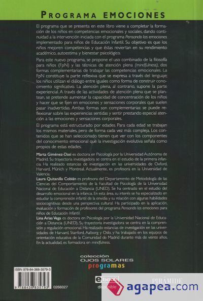 Programa emociones. Pensando las emociones con atención plena : programa de intervención para Educación Primaria Programa emociones. Pensando las emociones con atención plena : programa de intervención para Educación Primaria