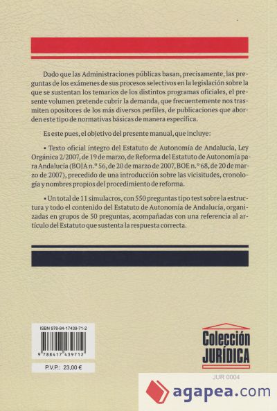 Cuestionario tipo test referenciado sobre el Estatuto de Autonomía de Andalucía