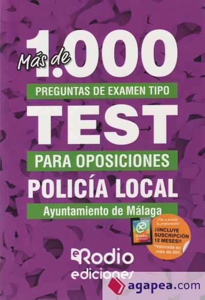 Más de 1.000 preguntas tipo test. Policía Local. Ayuntamiento de Málaga Más de 1.000 preguntas tipo test. Policía Local. Ayuntamiento de Málaga