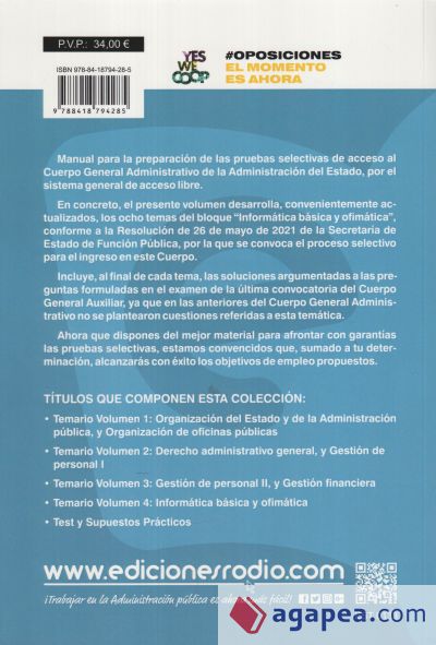 Temario Volumen 4. Informática Básica y Ofimática. Cuerpo General Administrativo. Ingreso Libre. Administración General del Estado