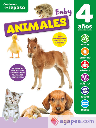 CUADERNO DE REPASO TEMÁTICO LUMINISCENTE 4 AÑOS ANIMALES BABY