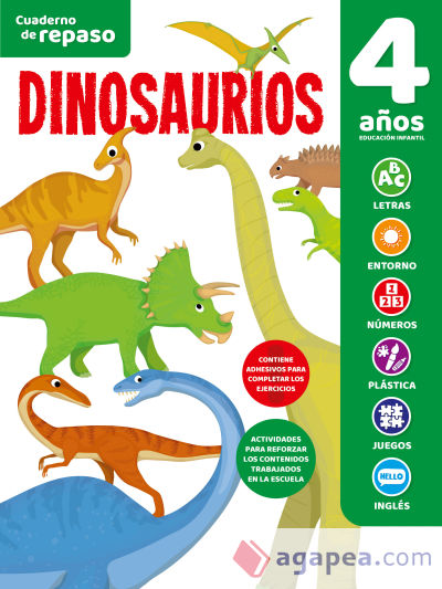 CUADERNO DE REPASO TEMÁTICO LUMINISCENTE 4 AÑOS DINOSAURIOS